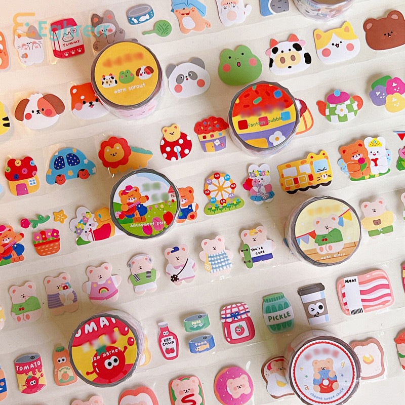 

Eeghrerr Transparent Little Bear Tape Creative Scrapbook Tape DIY Stickers Decorative
