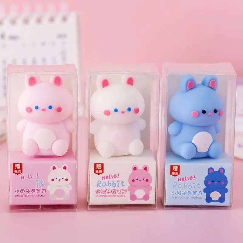 

1 Piece Lytwtw's Stationery Kawaii Animals Cartoon Pencil Sharpener Office Supplies Gift Kawaii S ool Accessories with Eraser