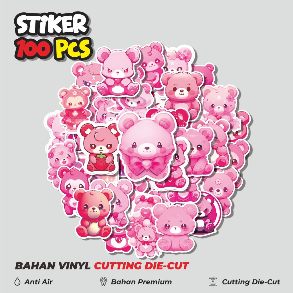

Terbaru! 50 pcs Stiker Cute 3D Pink Bear [Beruang Pink Lucu] Dekorasi Lucu Kreatif untuk Notebook, Skateboard, HP