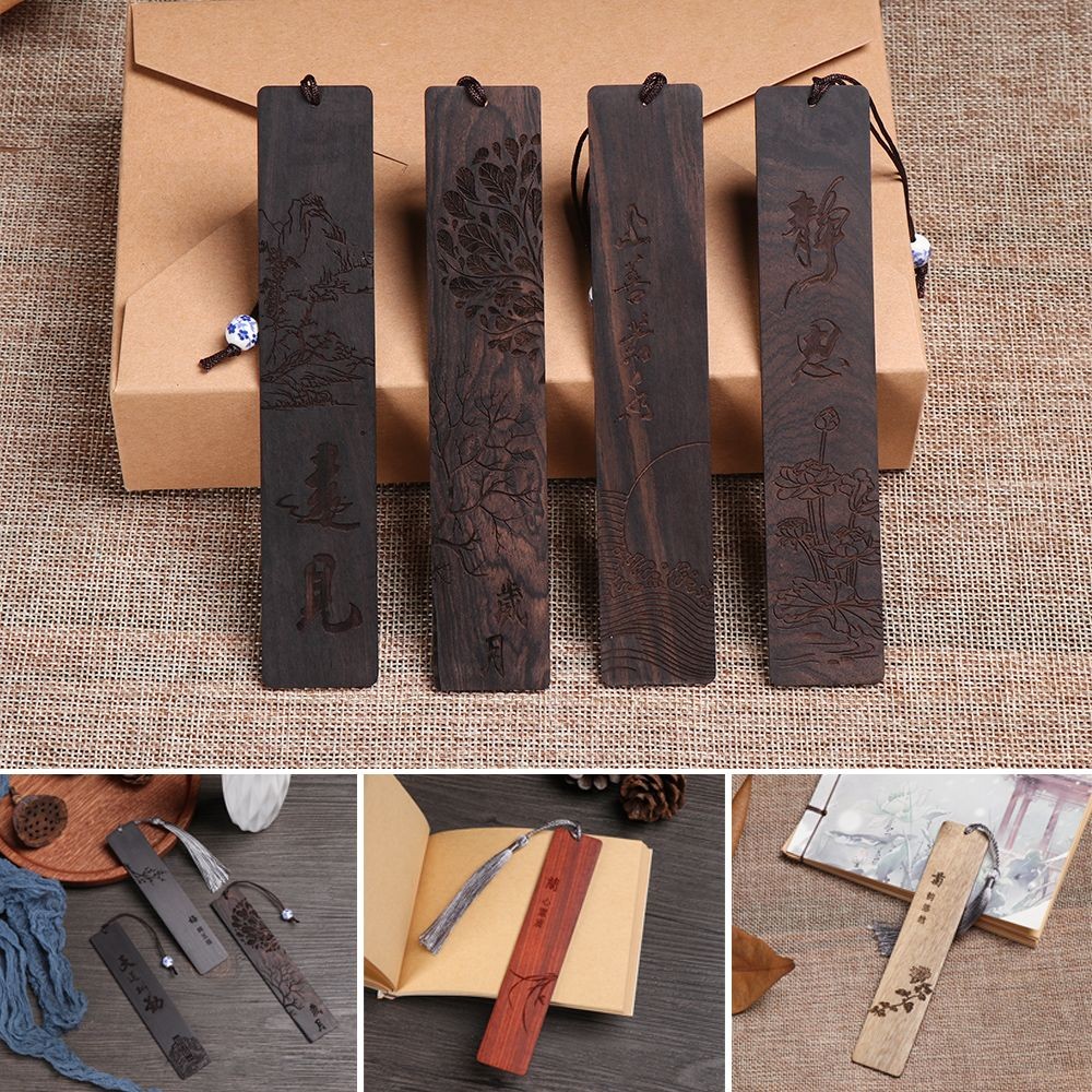 

Bookmark Book Clip Pagination Mark Sandalwood Label inese Style Vintage Solid Wood Crafts Stationery Sool Office Supplies