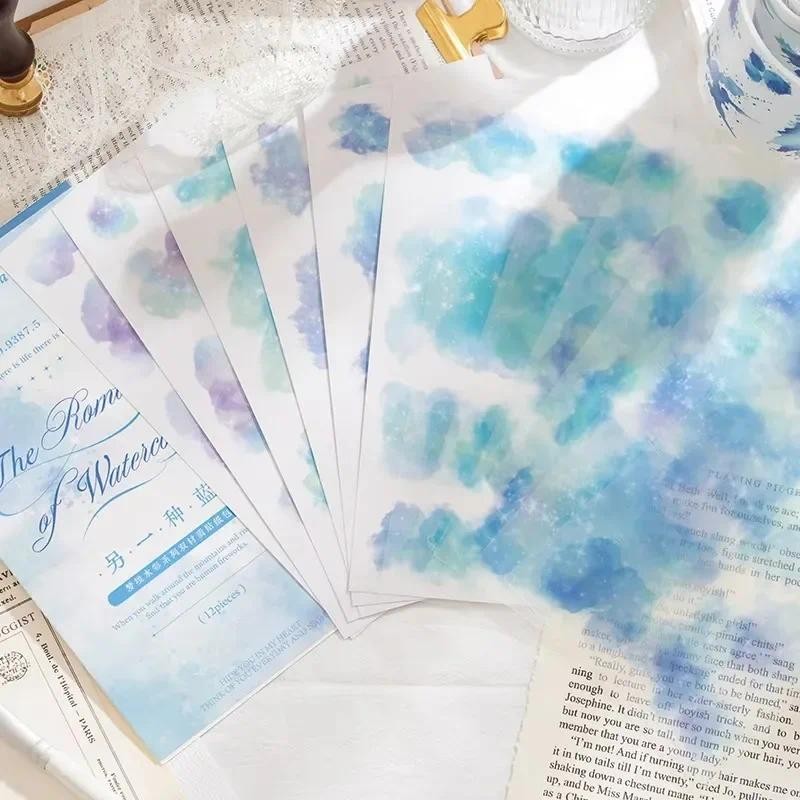

12Pcs Dream Watercolor package Material Primer DIY Decorative Stickers Decorative Stationery Stickers Scrapbook 210*100mm