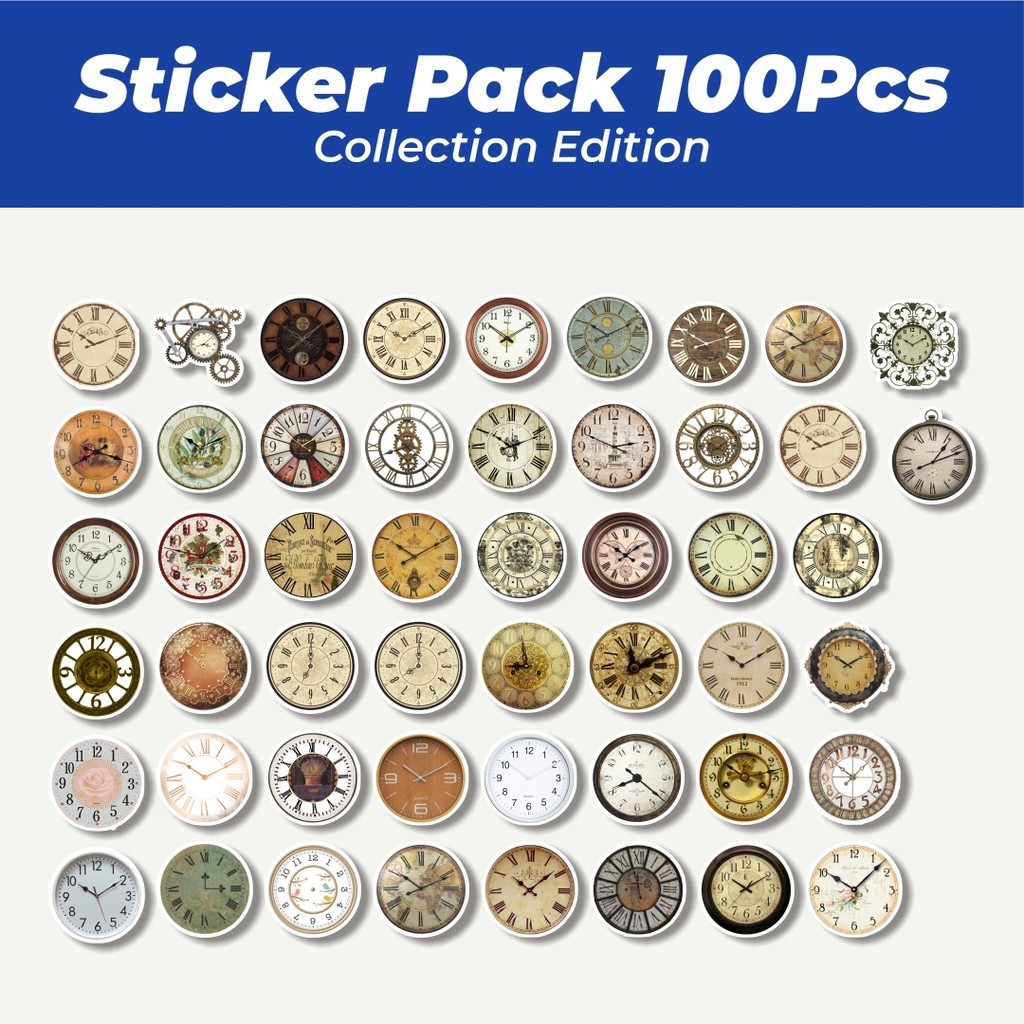 

Hot Stiker Jam Vintage [Klasik] Lucu Anti Air Stikers Berperekat Waterproof Sticker Decal Buat Motor Helm Buku Journal Koper Casing HP Laptop Botol Minum