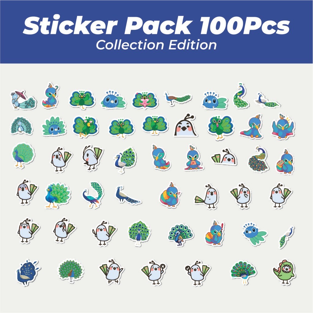 

Hot Stiker Hewan Burung Merak Lucu Anti Air Stikers Berperekat Waterproof Sticker Decal Buat Motor Helm Buku Journal Koper Casing HP Laptop Botol Minum