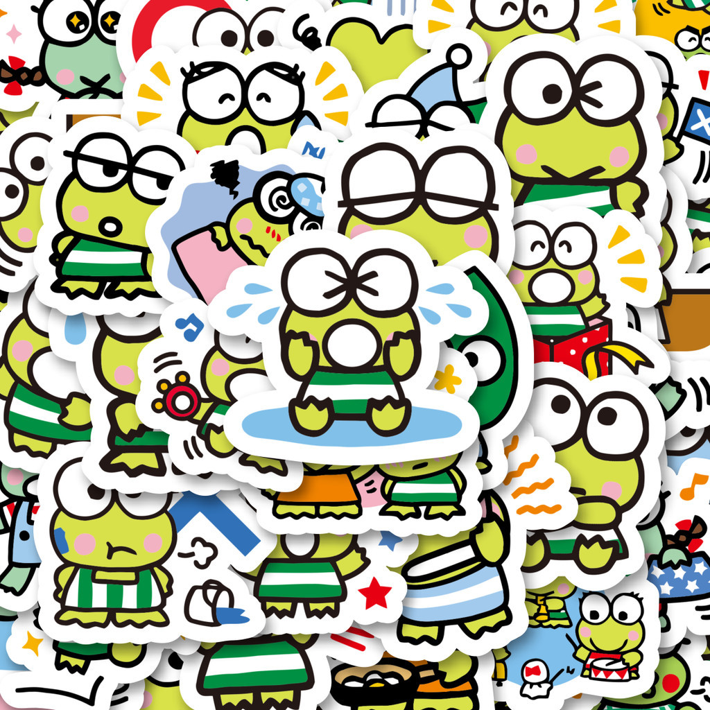 

100PCS Lucu Stiker Kartun Keroppi Versi 2 Stiker Aesthetic Stiker Anti Air Stikers Berperekat Waterproof sticker decal buat Motor Helm Buku Journal Koper Casing HP Laptop Botol Minum Hadiah anak