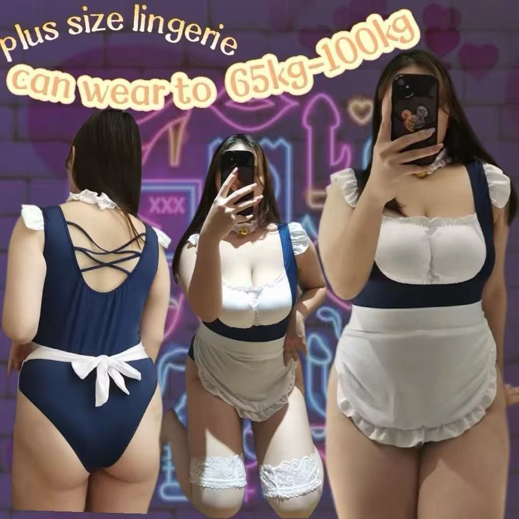 Lingerie jumbo Sexy Bigsize Baju Cosplay Maid Eropa Tidur Wanita cosplay big size can wear to 100kg
