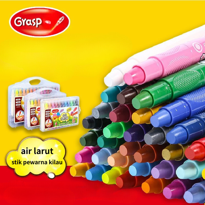 

Grasp Sedang Crayon Original 24/36/48 Warna Water Soluable Crayon Krayon Mewarnai