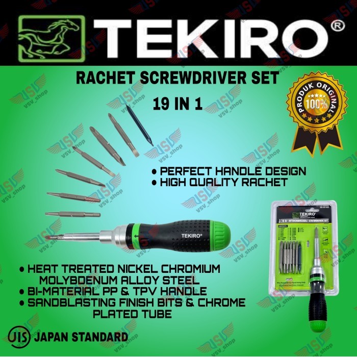 TEKIRO Obeng Set 19 in 1 Obeng Rachet Screwdriver Set 19in1 TEKIRO