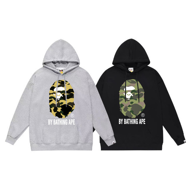 Hoodie Bape 2025 trendy brand BAPE long sleeved hoodie men's ape head camouflage letter print round 