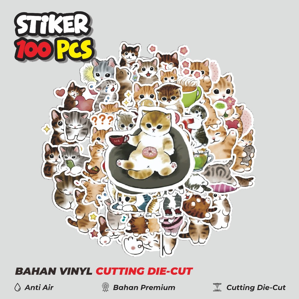 

Terbaru! 50 pcs Stiker Kawaii Kitten [Kucing] Dekorasi Lucu Kreatif untuk Notebook, Skateboard, HP