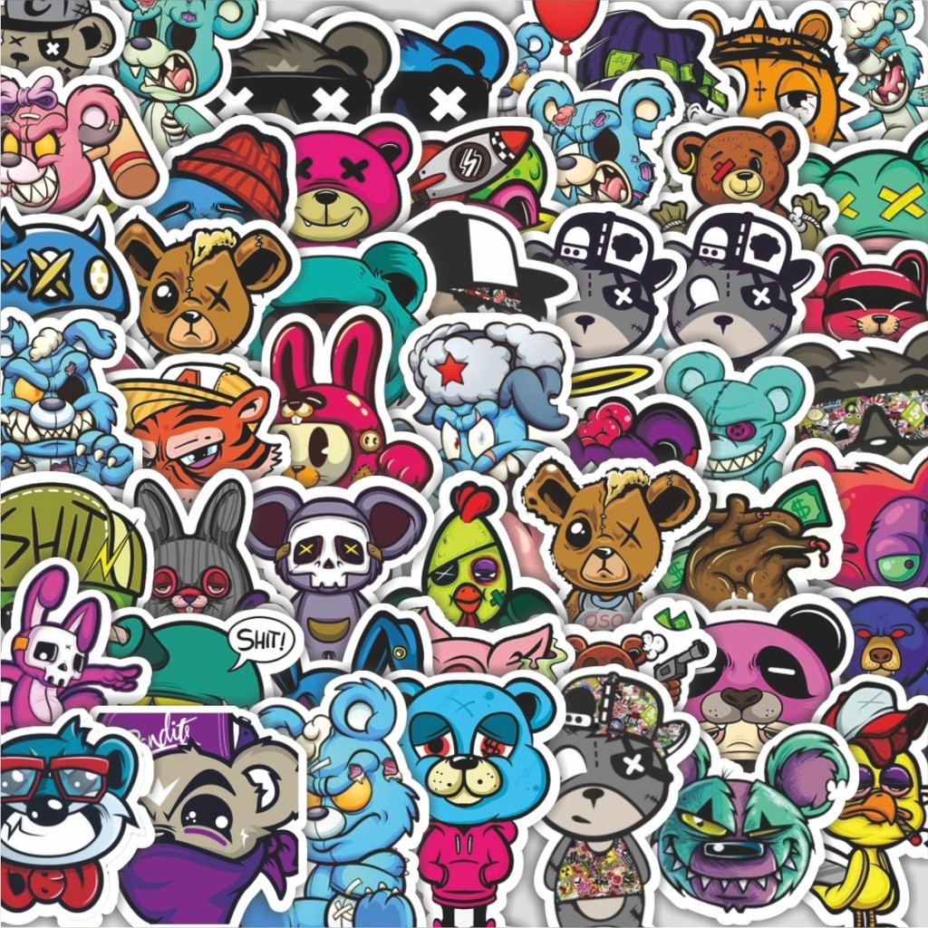 

Stiker Cutting Pack Stiker Teddy Bear [Boneka Beruang] Isi 100Pcs Series Aesthetic Lucu Keren Untuk Koper Bahan Vynil