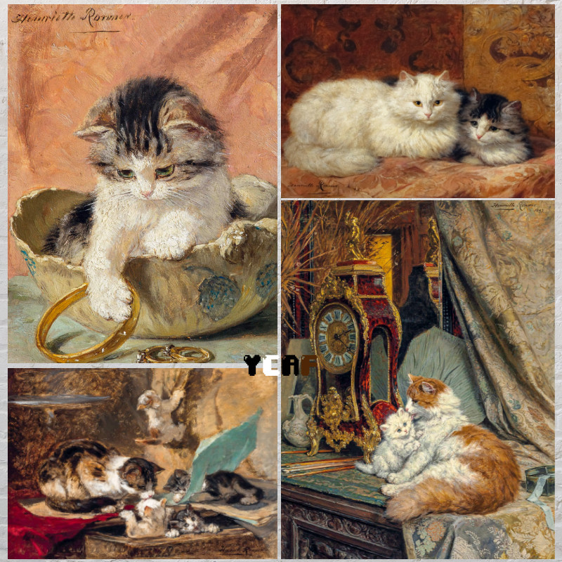 

Vintage Cat Painting Vintage Oil Painting Poster Canvas Prins Vintage Cat Wall Art Decor Home Living Room Wall Aesthetic Decor