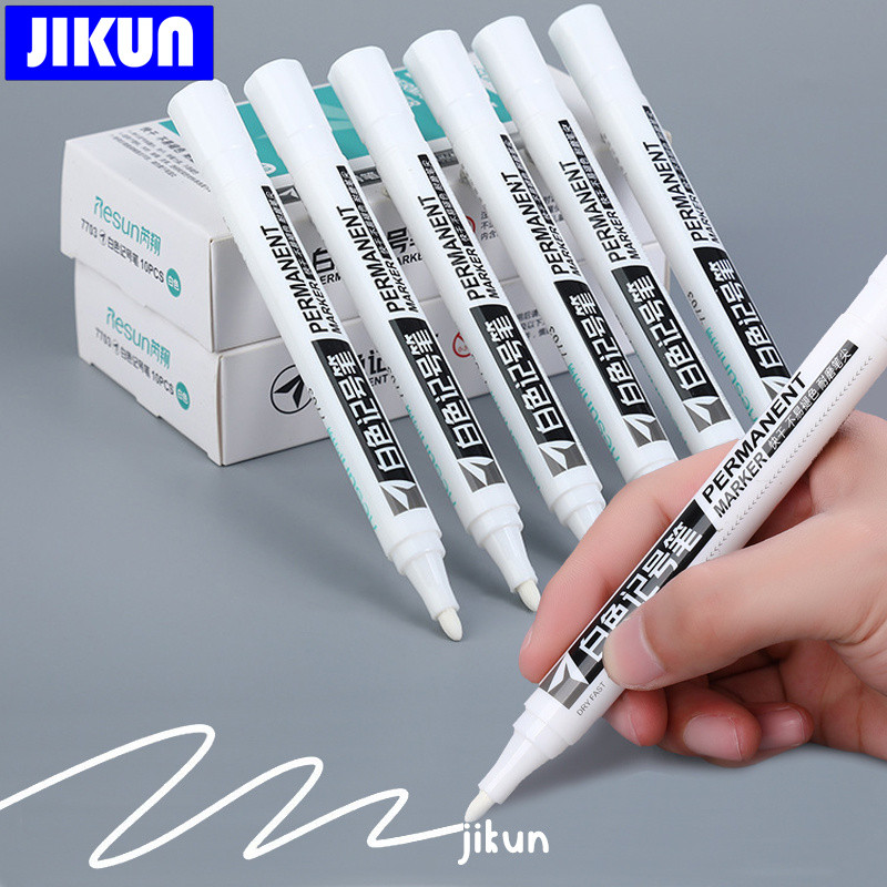 

5pcs White Marker Pen Alcohol Paint Oily Tire Painting Graffiti Felt Tip Pens Permanent for Fabric Wood Leather Markers