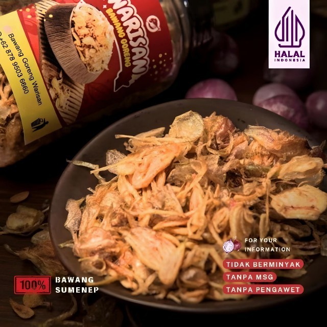 

Bawang goreng sumenep tanpa campuran tepung Bawang goreng premium kemasan toples 200 gr