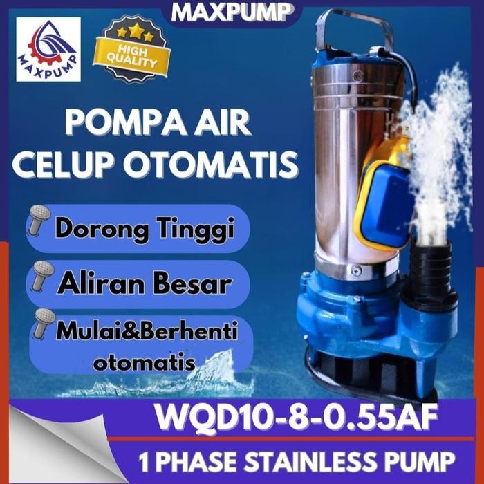 MAXPUMP Pompa Celup Air Otomatis 2 INCH Stainless Steel 550W-1500W Dorong Tinggi Aliran Besar Mesin 