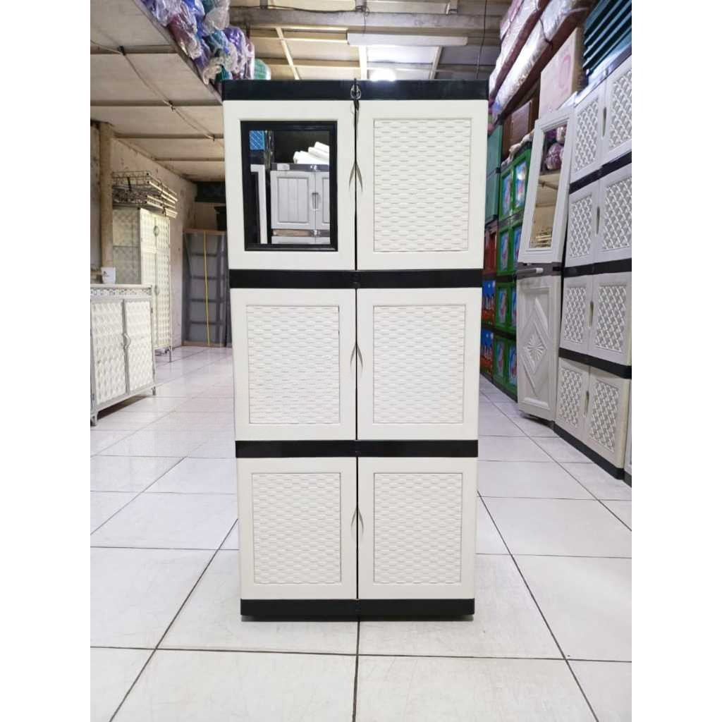 Lemari Pakaian Plastik / Lemari Plastik / Lemari Plastik JUMBO Susun KACA KUNCI