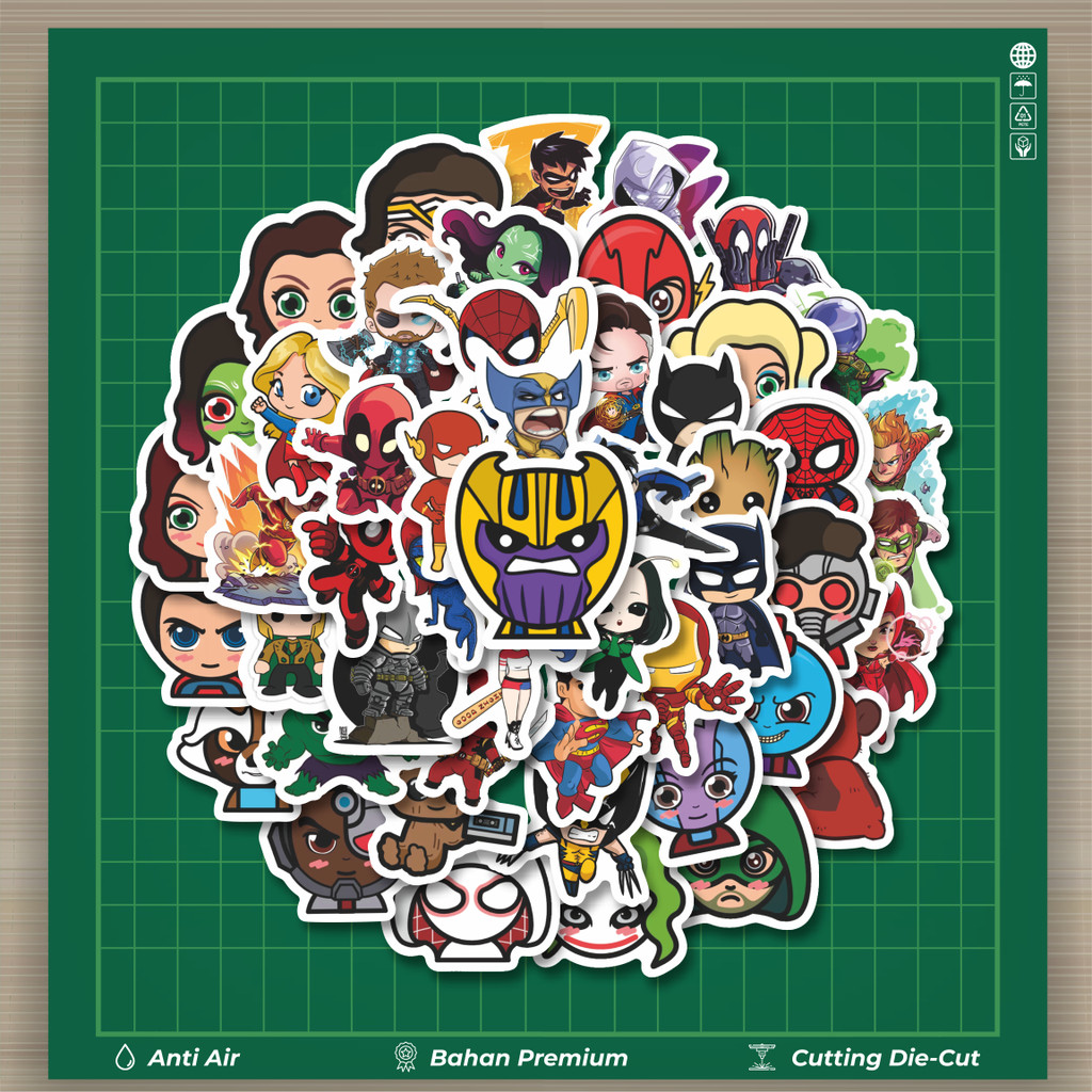 

HOT 50 PCS STIKER Stiker Kartun Chibi Marvel/Dc Stiker Fashion Cars Decal Dingin Kartu Album Custom Vinyl Anti Air- Sticker Aesthetic Buku Journal Koper Casing HP Tablet Laptop Helm Motor Botol Minum