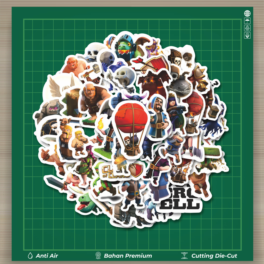 

HOT 50 PCS STIKER Stiker Game Clash of Clans Stiker Fashion Cars Decal Dingin Kartu Album Custom Vinyl Anti Air- Sticker Aesthetic Buku Journal Koper Casing HP Tablet Laptop Helm Motor Botol Minum
