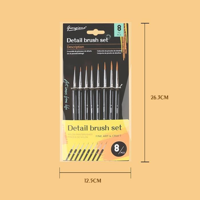 

Giorgione Kuas Detail untuk Melukis Nylon Detail Paint Brushes 8pcs/set G-DT08 - 8pcs/set