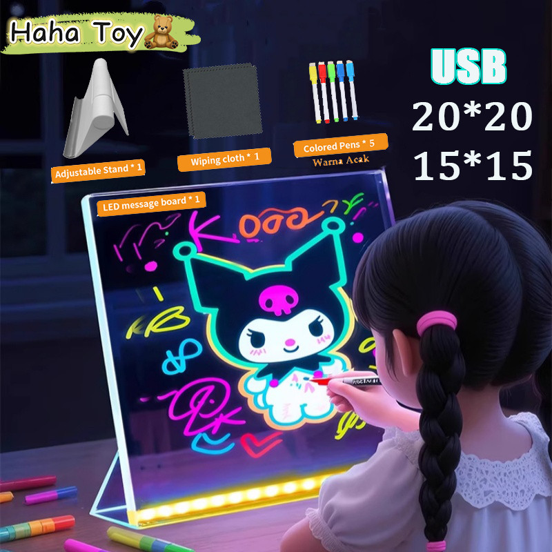 

HAHA TOY LED Acrylic Planner List Aesthetic DIY Akrilik Drawing Papan Night Light Transparan Board LampuCO