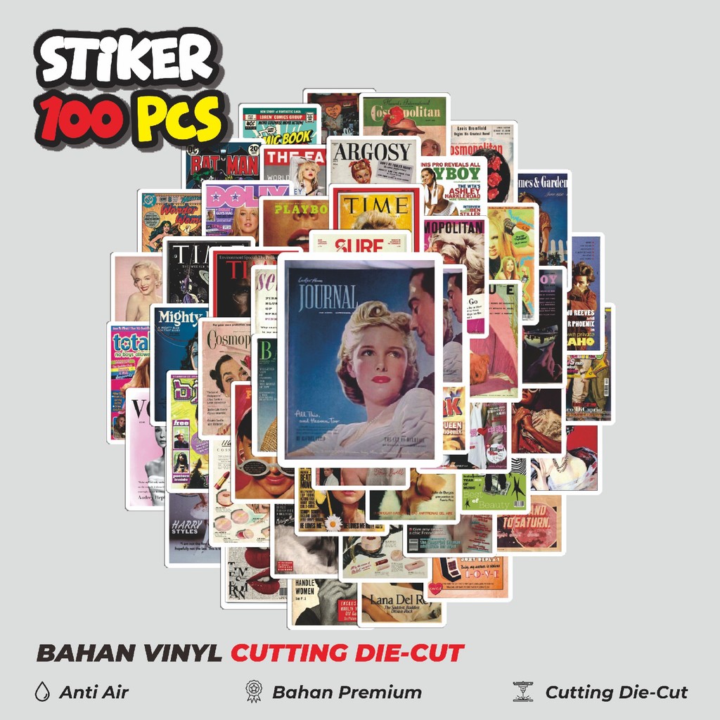 

Terbaru! 50 pcs Stiker 90s Vintage Magazine Dekorasi Lucu Kreatif untuk Notebook, Skateboard, HP