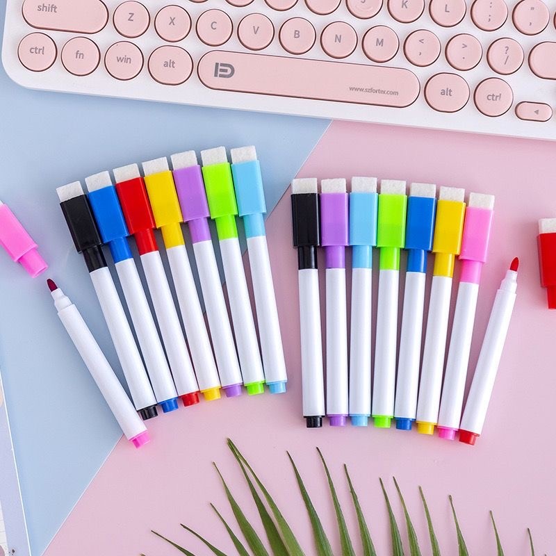 

8pcs Magnetic Colorful Whiteboard Pen Black White Board Markers Built In Eraser School Supply children's Graffiti Drawing pen