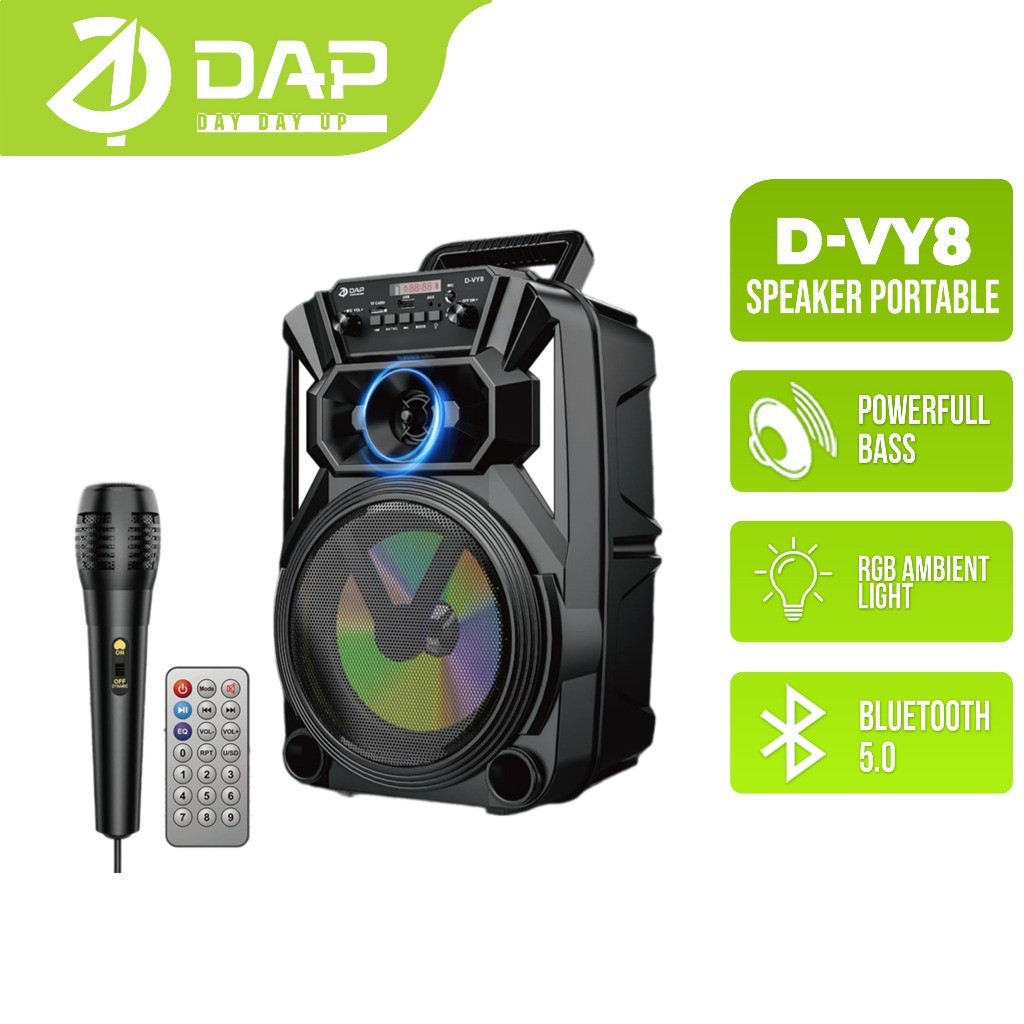 Speaker Bluetooth Karaoke 8 Inchi Free Mic Super Bass Speaker Aktif Wireless // D-VY8