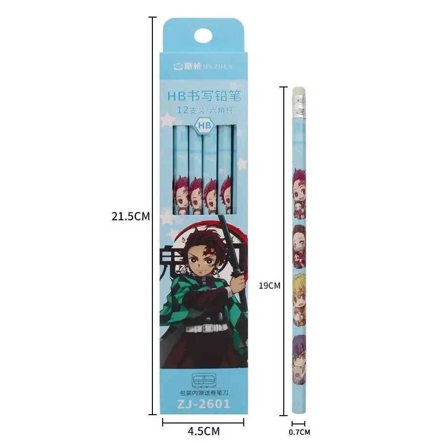 

12 Pcs Anime Kawaii Painting Drawing Pencil Wood HB Pencils Stationery kids gift