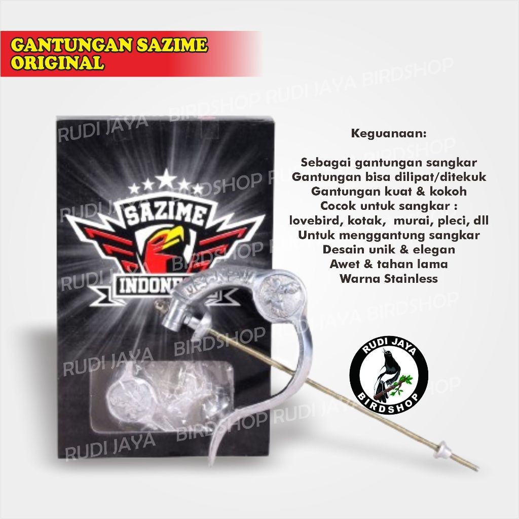 GANTUNGAN LIPAT SAZIME PREMIUM ASLI CANTOLAN SANGKAR BURUNG BULAT MURAI ANIS LOVEBIRD KOTAK KACER
