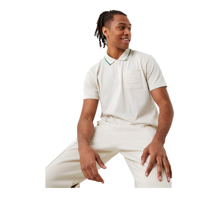 Slazenger Men's Half Zip Tipped Polo - Cream