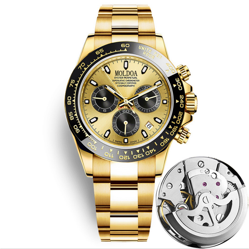 

Jam Tangan Skeleton Otomatis Penuh untuk Pria dengan Kalender Kancing Kupu-Kupu Bercahaya Tahan Air