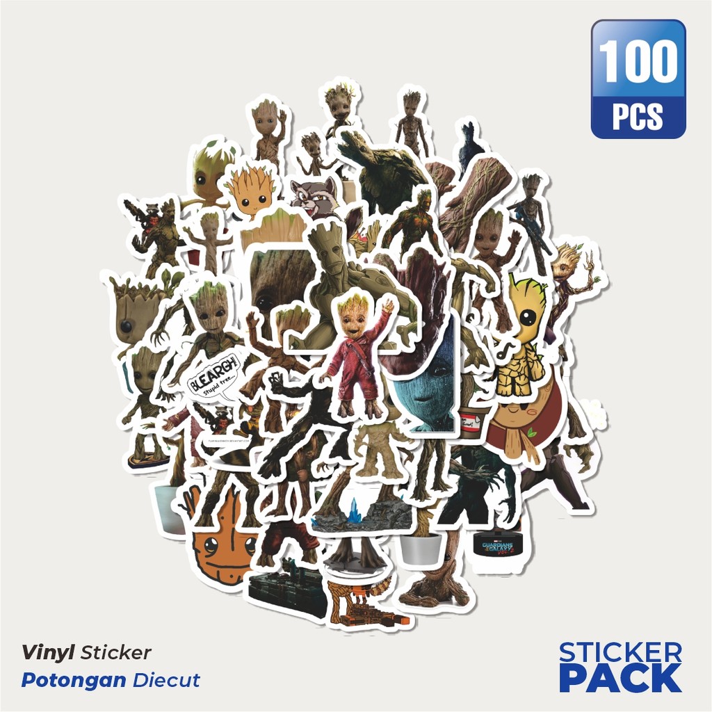 

Stiker Vinyl Stiker Groot Series A Marvel Superhero Waterproof Aesthetic- Untuk Laptop, Motor, dan Helm - Paper Stationery Pack
