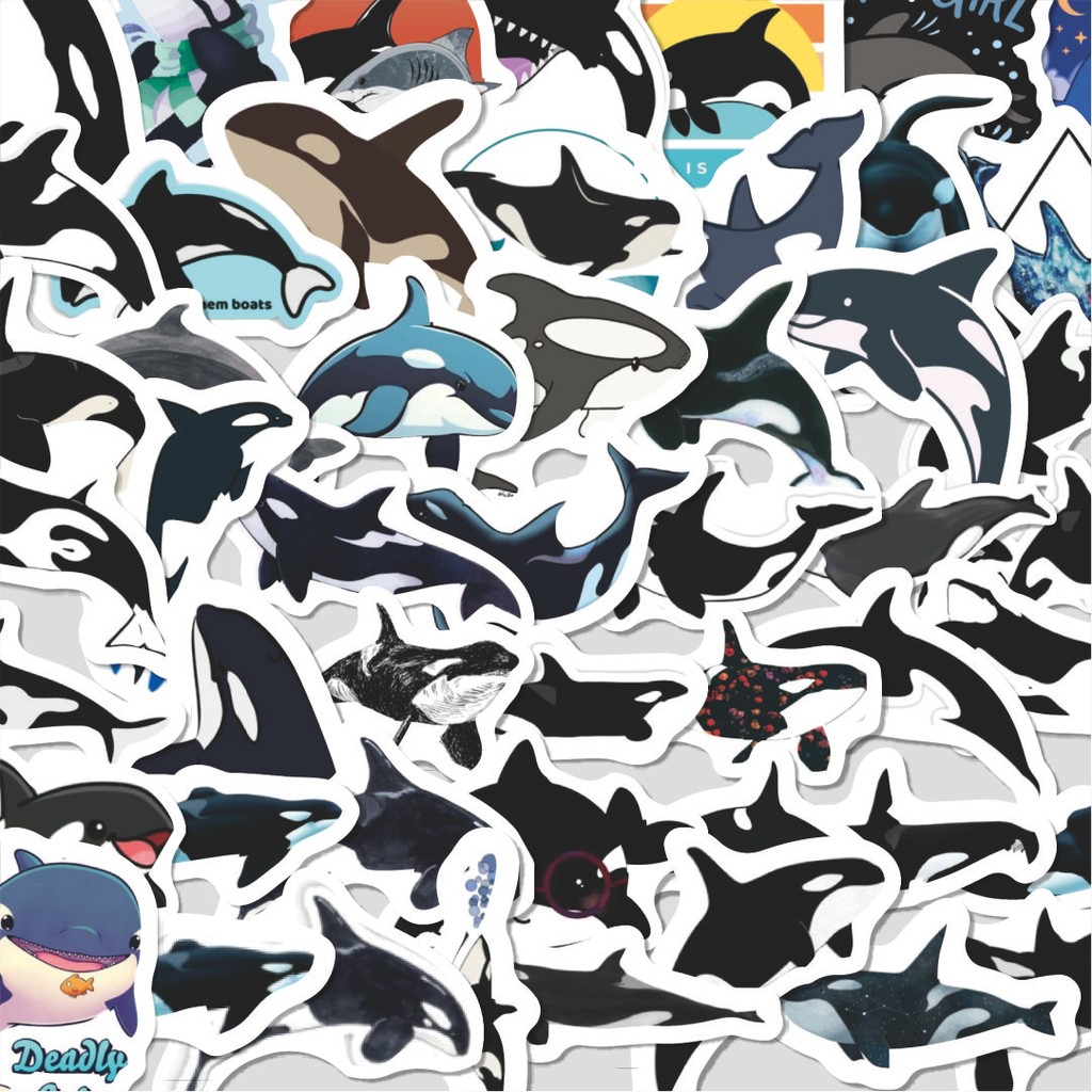 

Stiker Cutting Pack Stiker Hewan Orca/Paus Isi 100Pcs Series Aesthetic Lucu Keren Untuk Koper Bahan Vynil