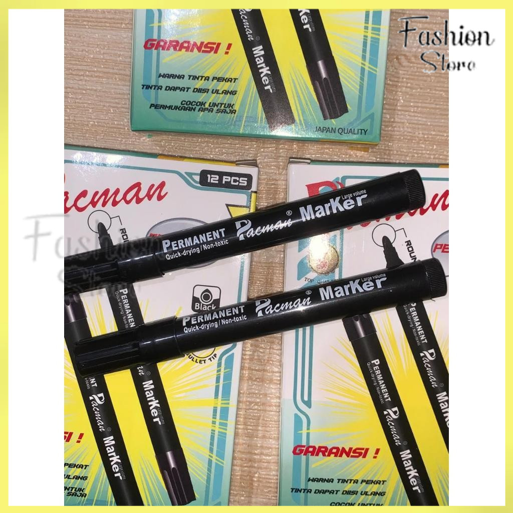 

FS PAKET 5PCS DAN 1PCS SPIDOL MARKER PERMANET PACMAN 1BOX ISI 12 pc