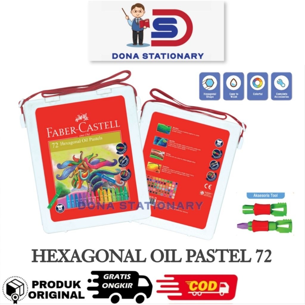 

New FABER CASTELL Crayon 72 Warna / Hexagonal Oil Pastel 72 Faber CastellPremium