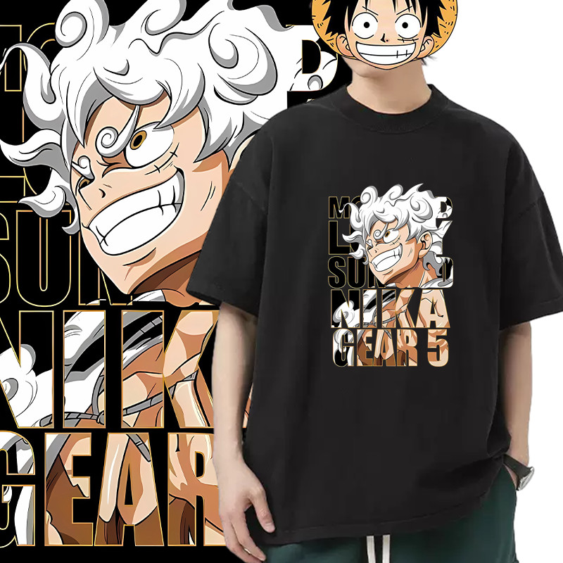 kaos anime vintage terbaru 2025 | Kaos Oversize Unisex Premium | Desain Karakter Luffy Gear 5 dari A