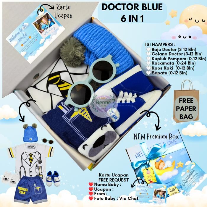 

RENNESHOP - (DREAM & TUTU) - HAMPERS BABY / HAMPERS BAYI / KADO BAYI / KADO BAYI / KADO BABY / GIFT BOX BABY / GIFT SET BABY - DOCTOR 6in1 BLUE, BOX BIRU BOY