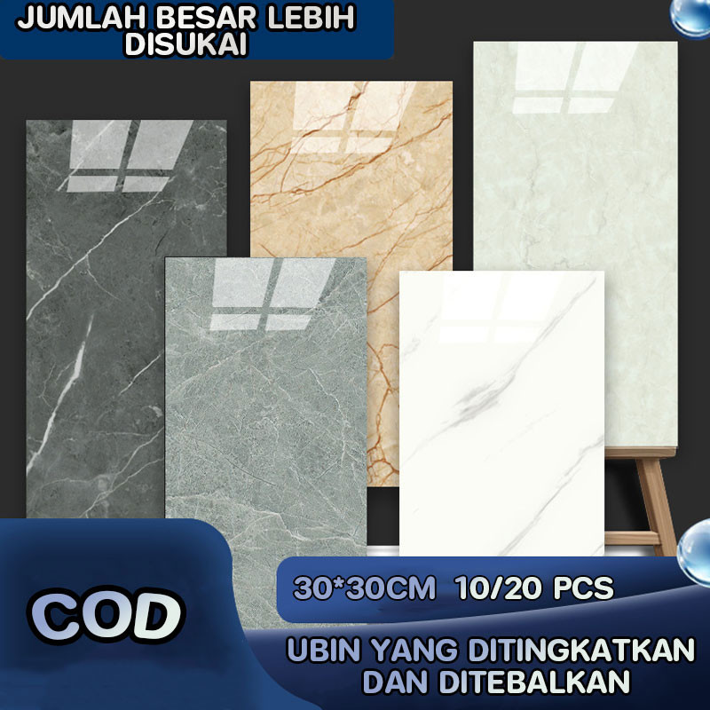 Stiker Lemari Cabinet Marbel / Wallpaper dinding / Stiker Keramik / 10/20PCS  Lantai Vinyl Marbel Gr