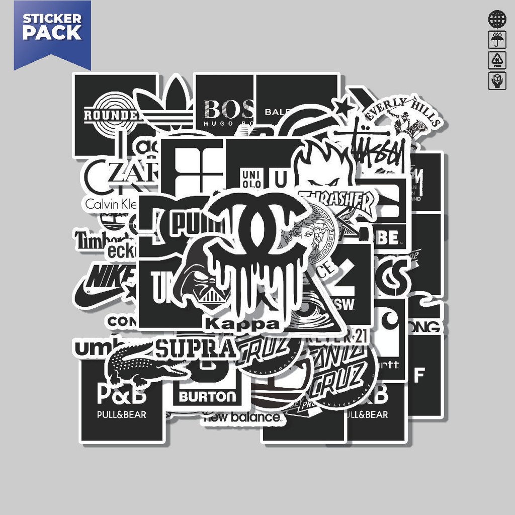 

[100PCS]Stiker Pack Stiker Classical Fashion Brand v1 [Merek Fashion Klasik] Aesthetic Vinyl Anti Air Dekorasi Sticker Laptop Buku Journal Koper Helm Casing HP Gitar Helm Skateboard