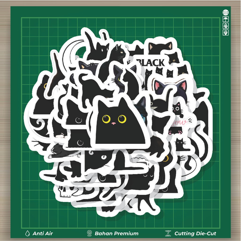 

HOT 50 PCS STIKER Stiker Black Cat [Kucing Hitam] Stiker Fashion Cars Decal Dingin Kartu Album Custom Vinyl Anti Air- Sticker Aesthetic Buku Journal Koper Casing HP Tablet Laptop Helm Motor Botol Minum