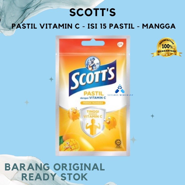 

Scott's Sachet Pastil Vitamin C - Isi 15 Pastil - MANGGA - w&w