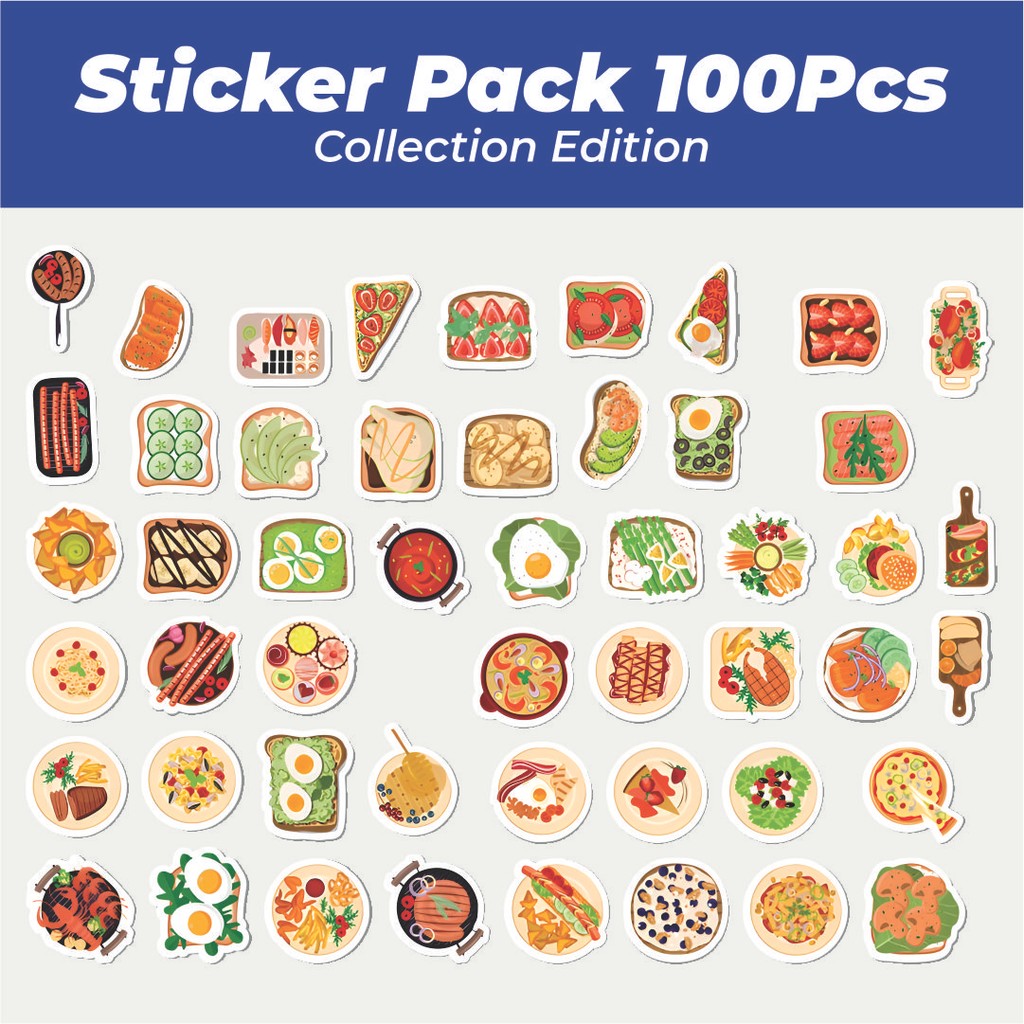 

Hot Stiker Delicious Breakfast Gourmet [Sarapan Lezat Gourmet] Lucu Anti Air Stikers Berperekat Waterproof Sticker Decal Buat Motor Helm Buku Journal Koper Casing HP Laptop Botol Minum