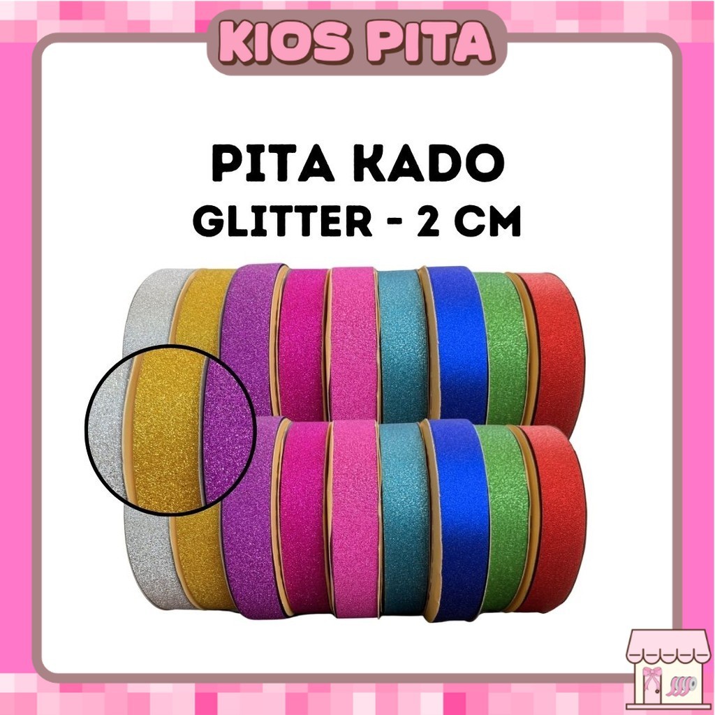 

Pita Kado Plastik GLITTER 3/4 inch (2 cm) / Pita Jepang