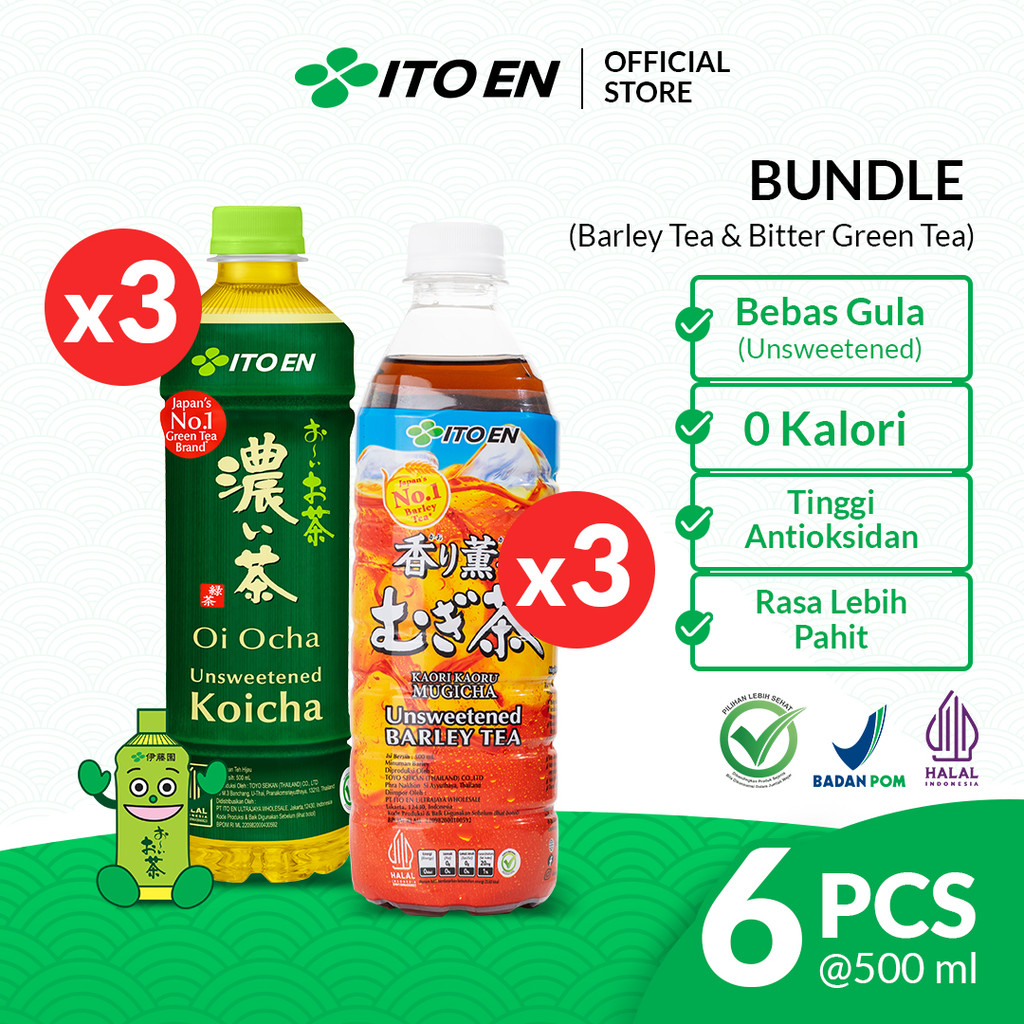 

ITO EN Paket Koicha 500 ml 3 Pcs & Barley 500 ml 3 Pcs - Bundle Mix Teh Hijau Jepang Tanpa Gula