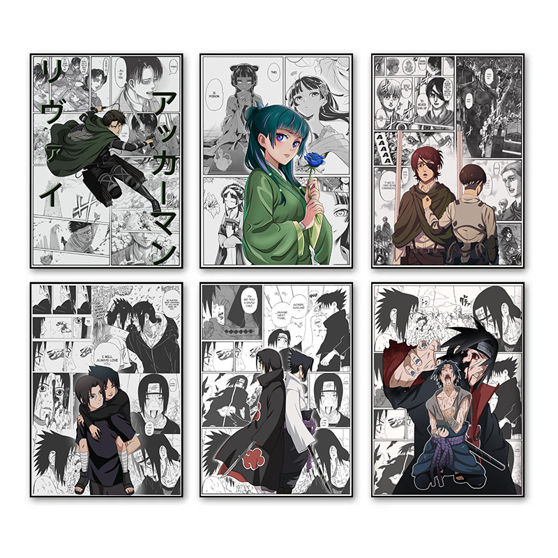 

Popular Anime Manga Black White Posters and Prints Canvas Printing Modern Wall Art Picture for Living Room Home Decor Gifts