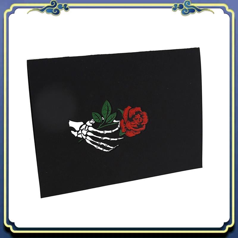 

L55A-3D Halloween Greeting Card Festival Party Invitation Holiday Postcard Gift Skeleton Skull Rose Horror Greeting Card