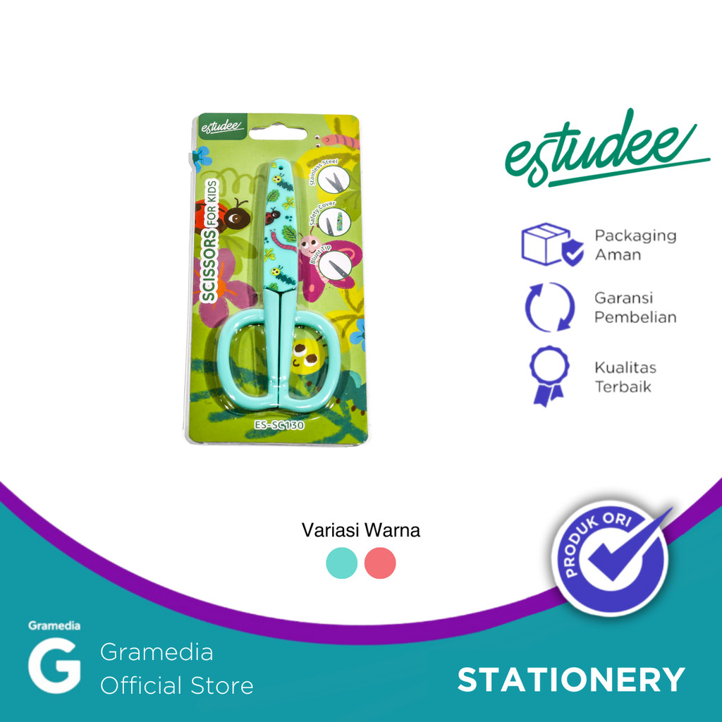 

Gramedia - Estudee Scissors School With Cover 5.5Inch Turquoise Es-Sc 130