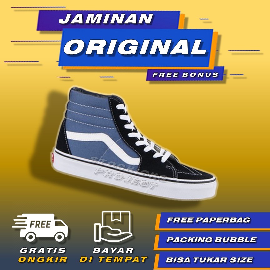 Sepatu Sk8 Hi Navy Classic Sepatu Sk8 Pria Wanita Original 100%