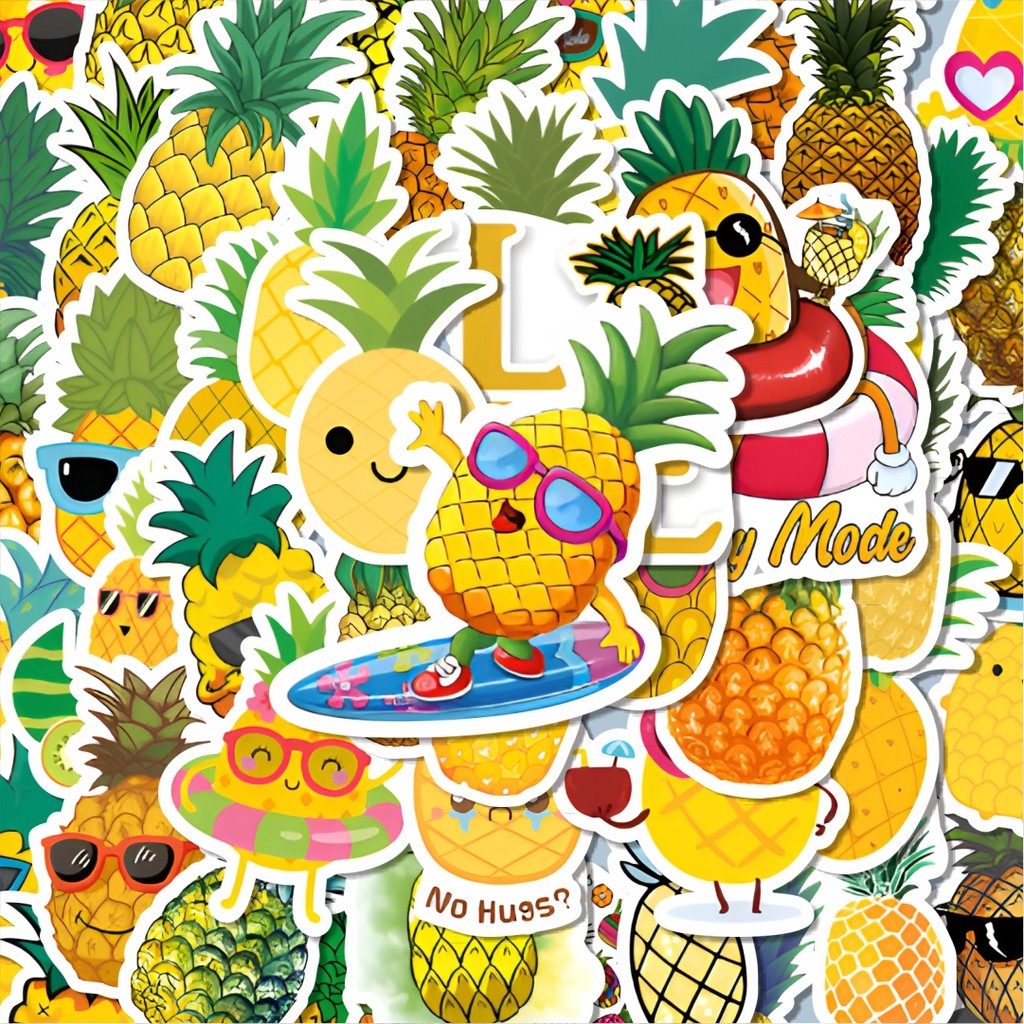 

100PCS Lucu Stiker Cute Pinapple [Nanas] Stiker Aesthetic Stiker Anti Air Stikers Berperekat Waterproof sticker decal buat Motor Helm Buku Journal Koper Casing HP Laptop Botol Minum Hadiah anak