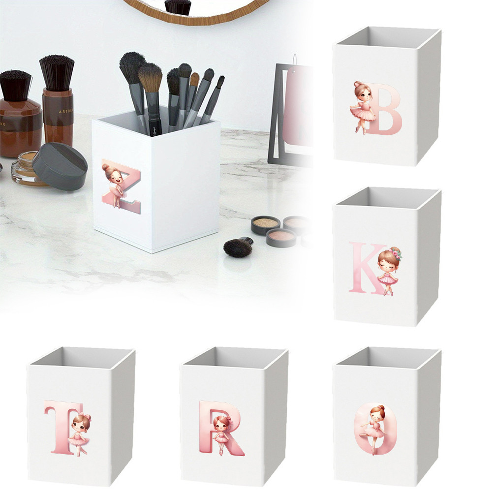 

Pencil Cylinder Calligraphy Brush Cylinder Multifunctional Desktop Pen Holder Ballerina Girl Initial Name 26 Letters Pattern