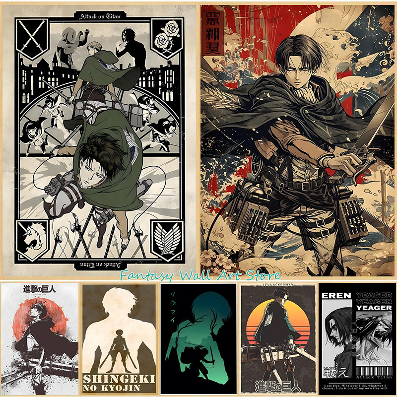 

A-ttack-on-Titan Anime Levi Ackerman Eren Yeager Anime Characters Series Poster Canvas Painting Wall Pictures Home Room Decor